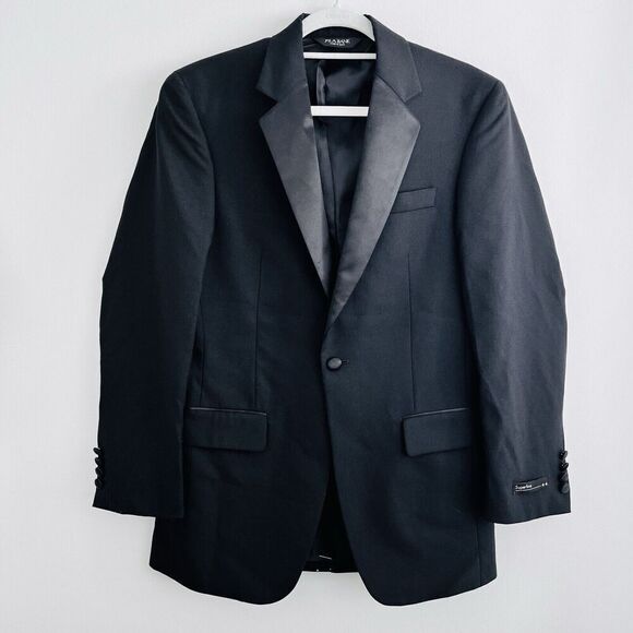 NWT Jos A Bank Black 100% Wool & Satin Trim Tuxedo Jacket Retail $475 ~ Mens 35R - Picture 1 of 10